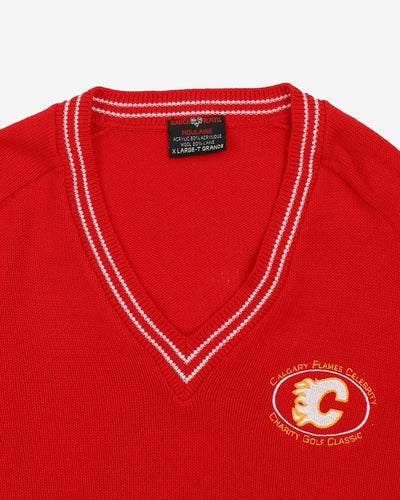 Vintage 80s Calgary Flames NHL Celebrity Gold Classic Knit - XL