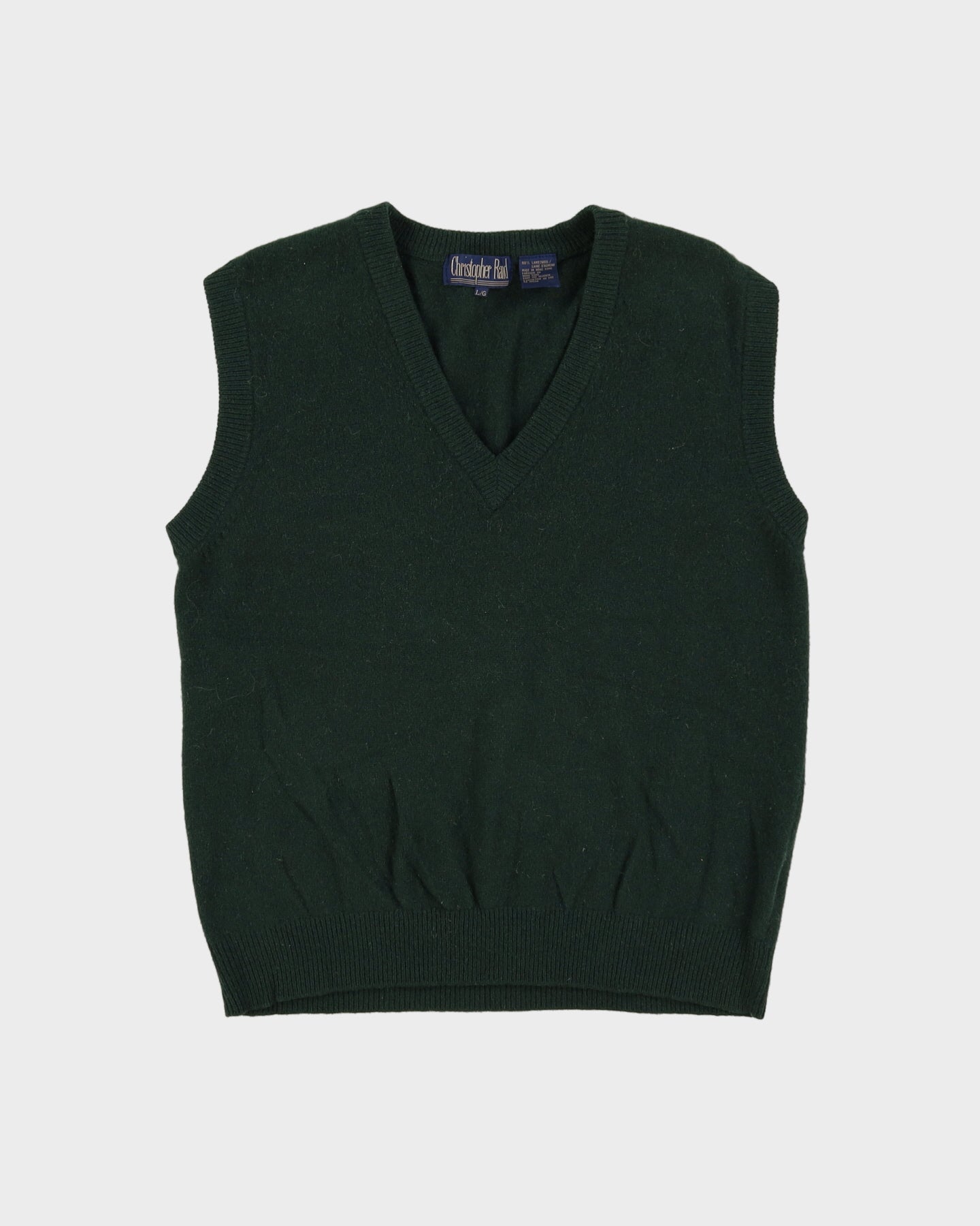 Vintage 90s Green Sleeveless Sweater Vest Knit - L