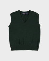 Vintage 90s Green Sleeveless Sweater Vest Knit - L