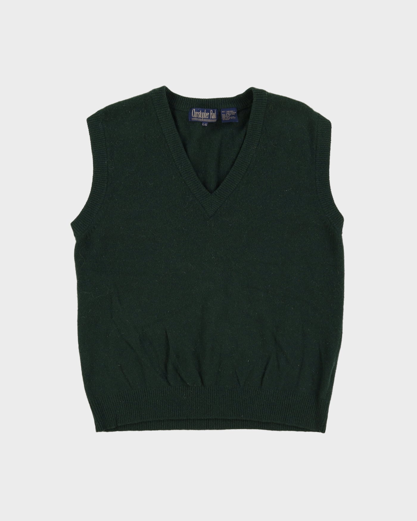 Vintage 90s Green Sleeveless Sweater Vest Knit - L