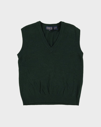Vintage 90s Green Sleeveless Sweater Vest Knit - L