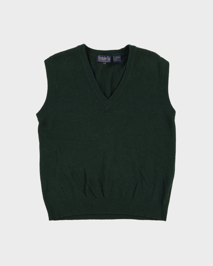 Vintage 90s Green Sleeveless Sweater Vest Knit - L