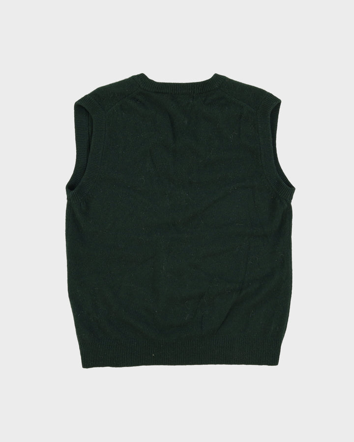 Vintage 90s Green Sleeveless Sweater Vest Knit - L