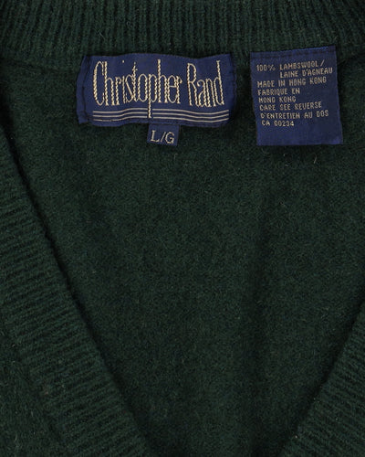 Vintage 90s Green Sleeveless Sweater Vest Knit - L