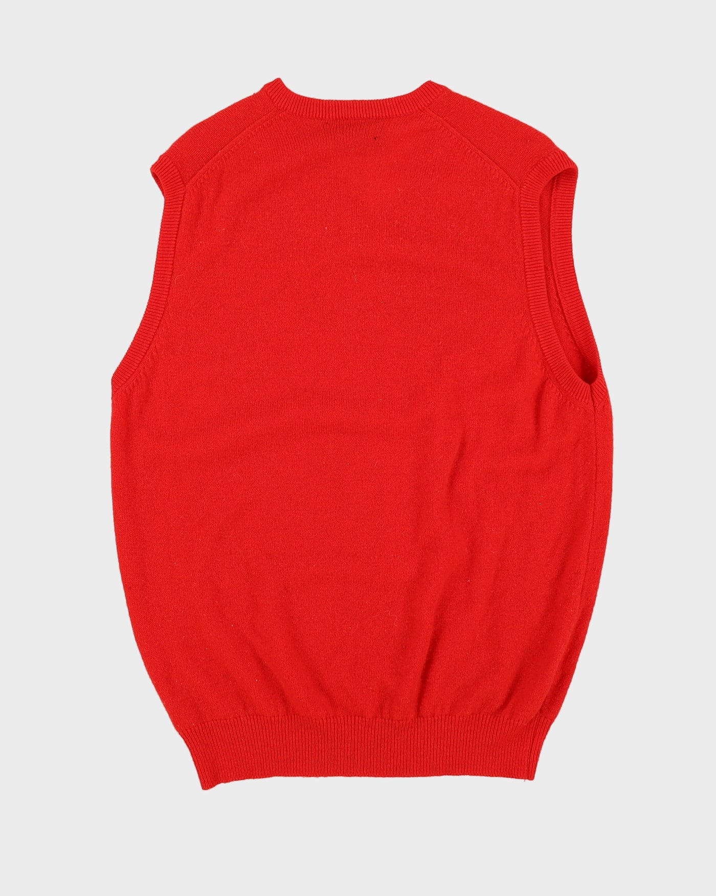 Vintage 80s Red Sleeveless Sweater Vest Knit - L