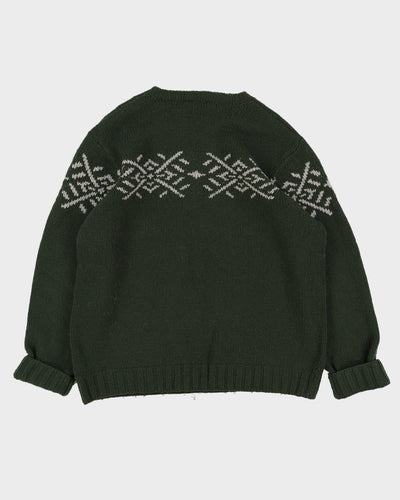 Vintage 90s Timberland Handknit Green Patterned Knit - XL