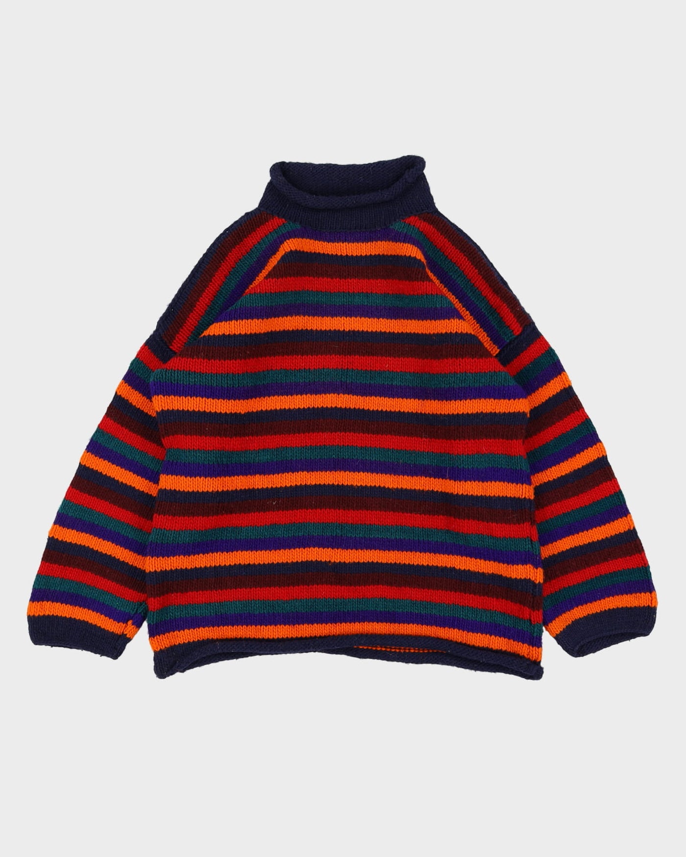 Vintage 70s Multi Colour Handmade Oversized Knitted Sweater - L