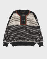 Vintage 60s Nordstrikk Grey Patterned Knitted Sweater - XL