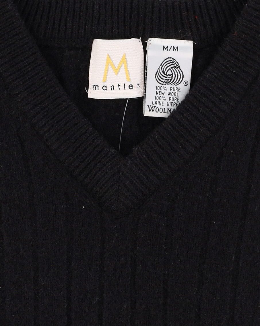 Vintage 90s Black Sleeveless Tank Sweater Vest - S / M