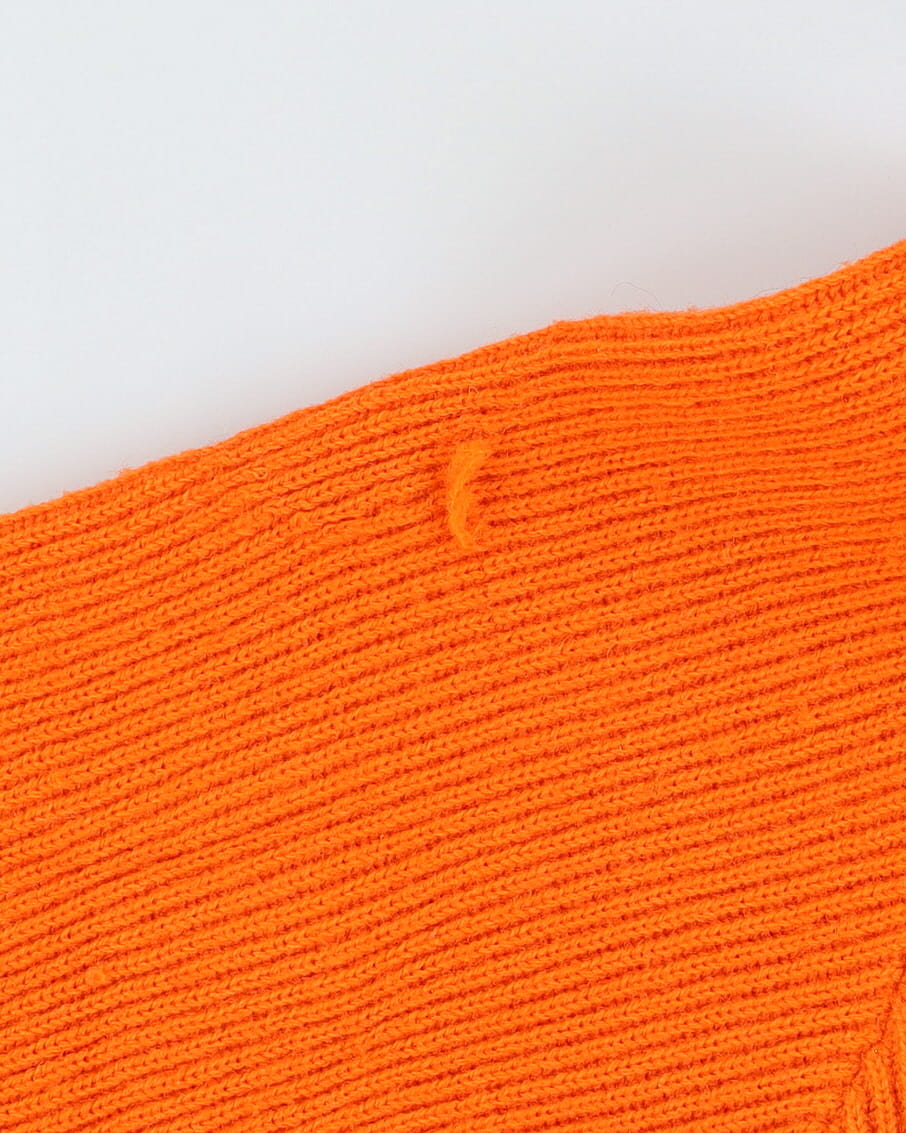 1970s Clover Orange Knitted Cardigan - M