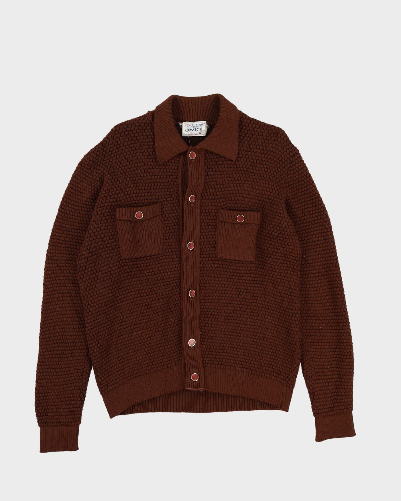 1970s Brown Caldwell Knitted Cardigan - L