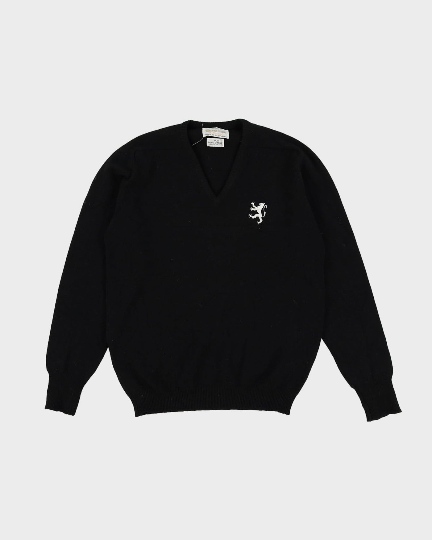 1990s William Locke Made In Scotland Black Wool Jumper - XS