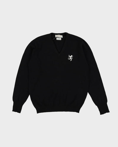 1990s William Locke Made In Scotland Black Wool Jumper - XS