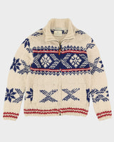 Chunky Patterned Cream Wool Knitted Cardigan - M