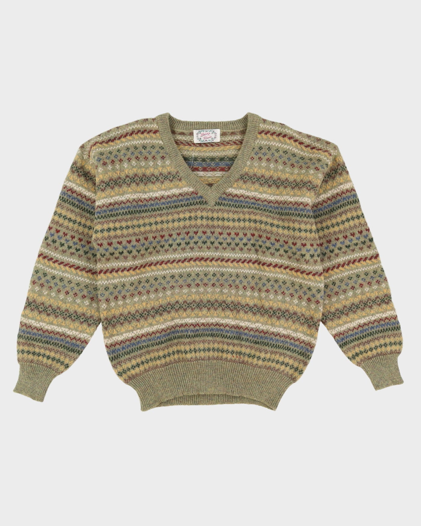 Green Patterned Wool Knitted Jumper - S