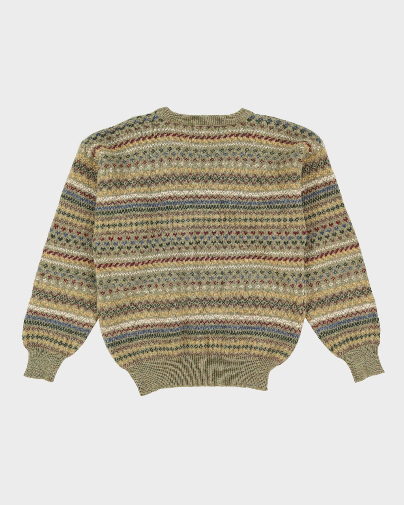 Green Patterned Wool Knitted Jumper - S