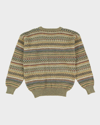Green Patterned Wool Knitted Jumper - S