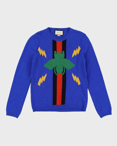 Gucci Bee Blue Long Sleeve Knitted Jumper - S