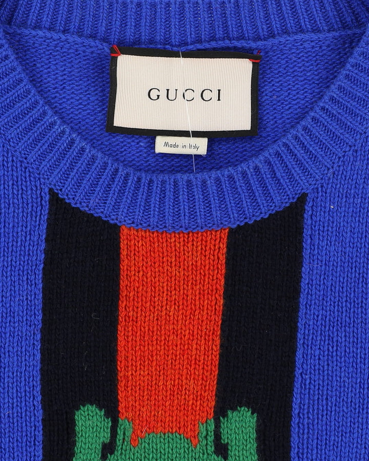 Gucci Bee Blue Long Sleeve Knitted Jumper - S