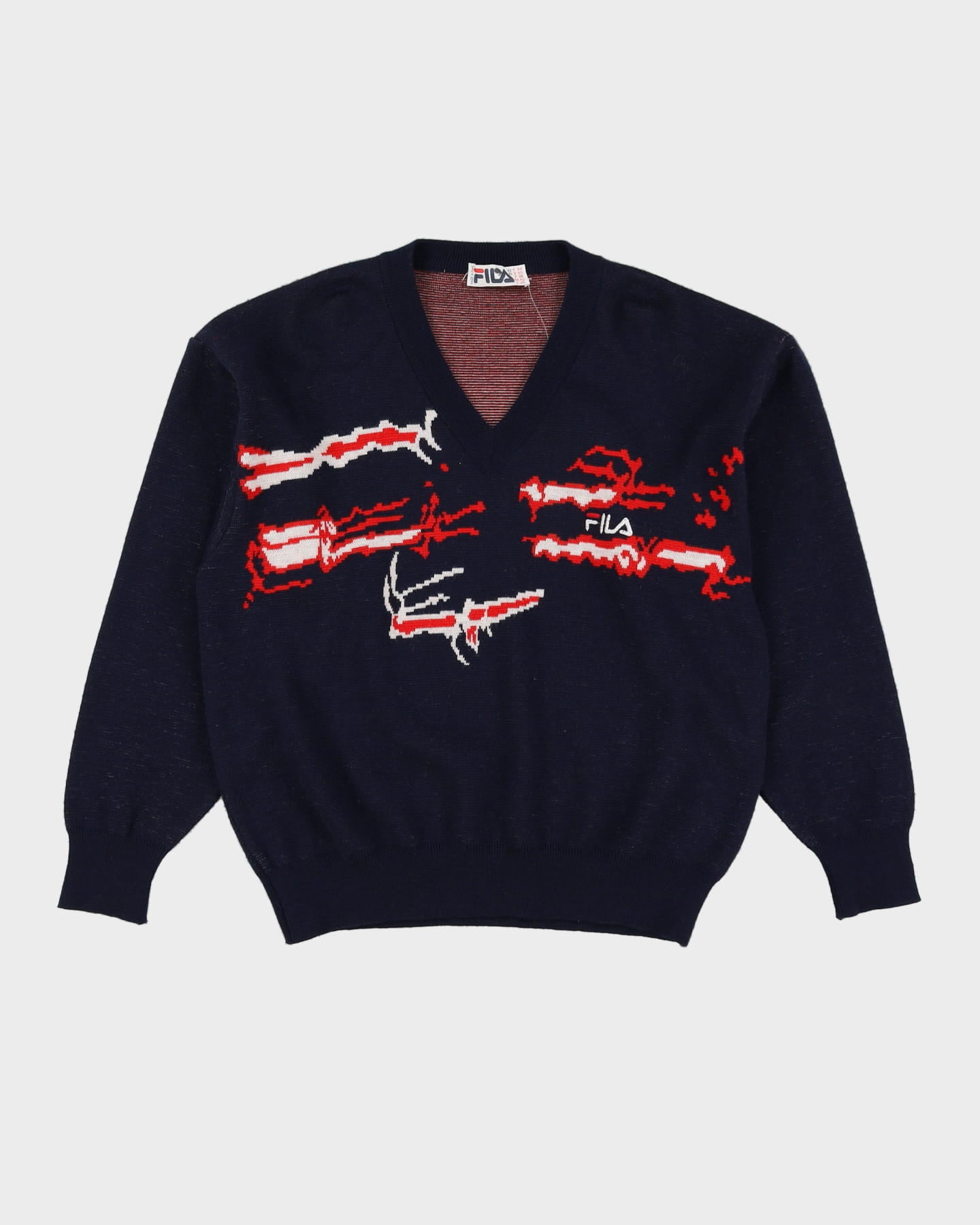 90s Fila Navy V-Neck Knit - L