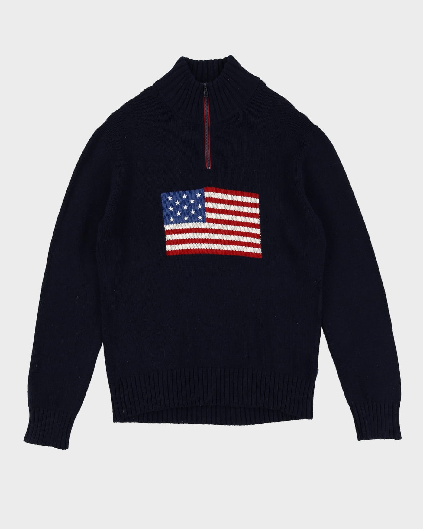 Vintage 90s Ralph Lauren Navy US Flag Knit - L