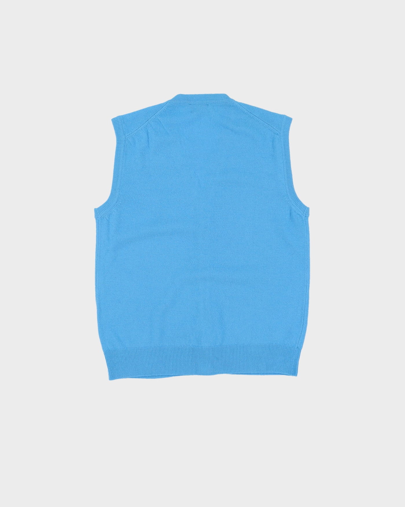 Vintage 70s Deadstock With Tags Benneton Blue Cardigan Sweater Vest / Tank Knit - S / M