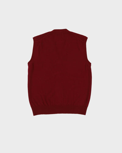 Vintage 70s Deadstock With Tags Benneton Burgundy Cardigan Sweater Vest / Tank Knit - S / M