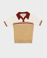 Vintage 80s Kennington California Brown / Beige Short-Sleeve Polo Knit - XS
