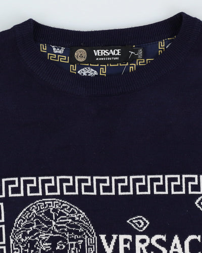 Vintage 90s Versace Jeans Navy Long-Sleeve Cashmere Knit - M