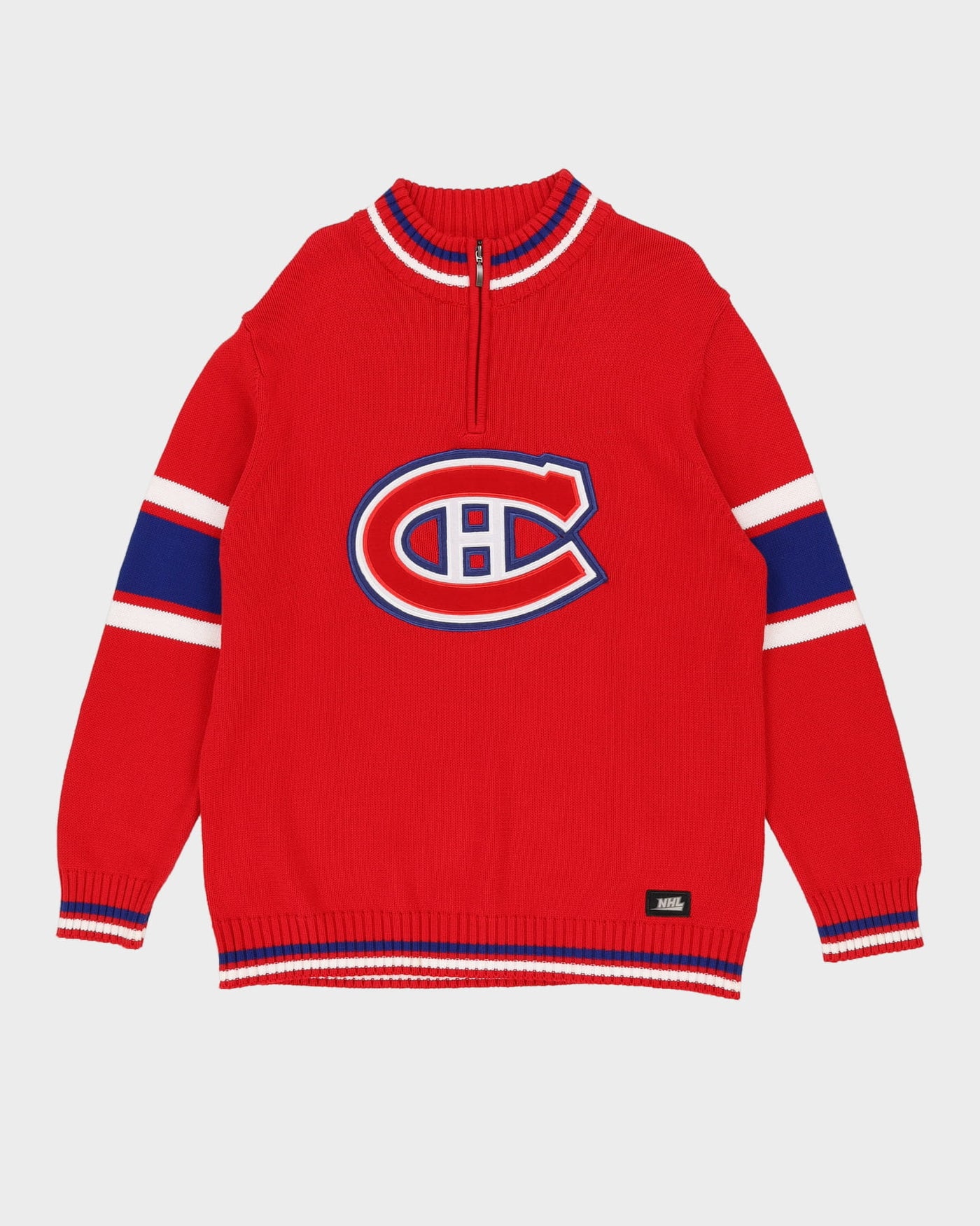 Montreal Canadiens NHL Red Chunky Quarter-Zip Knit - XL