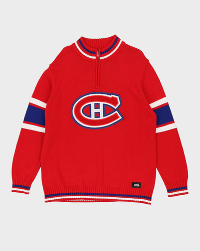 Montreal Canadiens NHL Red Chunky Quarter-Zip Knit - XL