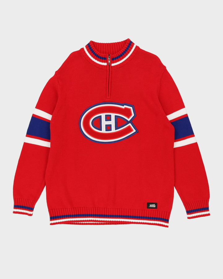 Montreal Canadiens NHL Red Chunky Quarter-Zip Knit - XL