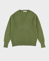 Vintage 80s Braemar Green Cashmere Knit V-Neck Sweatshirt - L