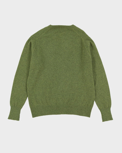 Vintage 80s Braemar Green Cashmere Knit V-Neck Sweatshirt - L