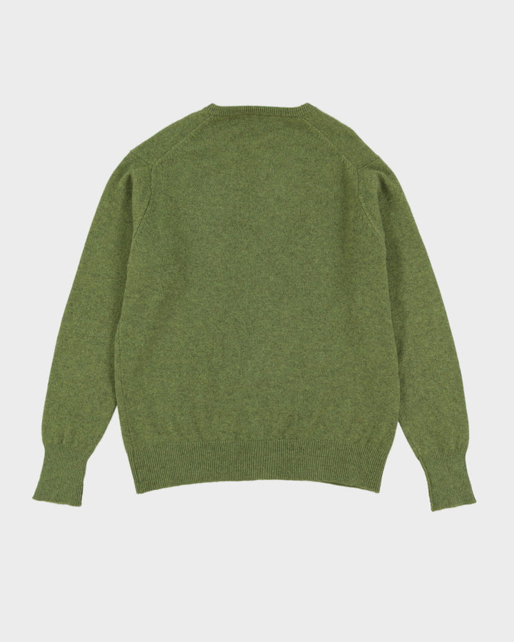 Vintage 80s Braemar Green Cashmere Knit V-Neck Sweatshirt - L