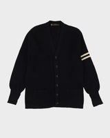 Vintage 70s Black Heavyweight Knit Cardigan - S