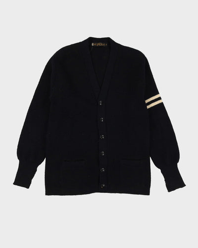Vintage 70s Black Heavyweight Knit Cardigan - S