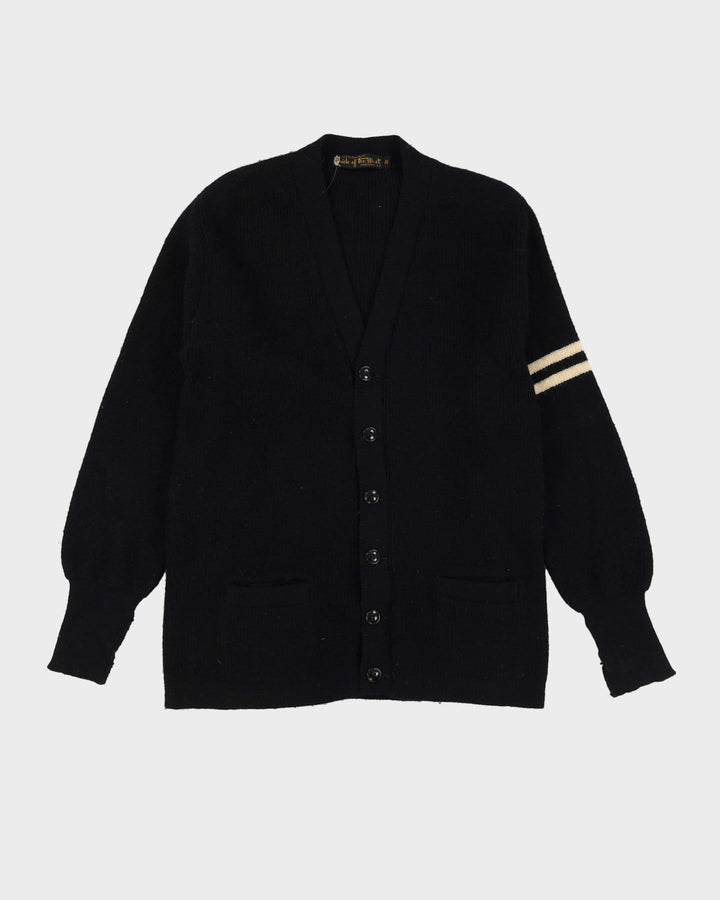 Vintage 70s Black Heavyweight Knit Cardigan - S