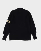 Vintage 70s Black Heavyweight Knit Cardigan - S