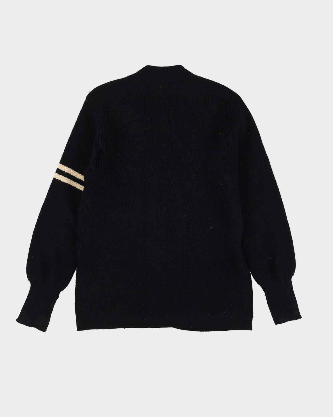 Vintage 70s Black Heavyweight Knit Cardigan - S