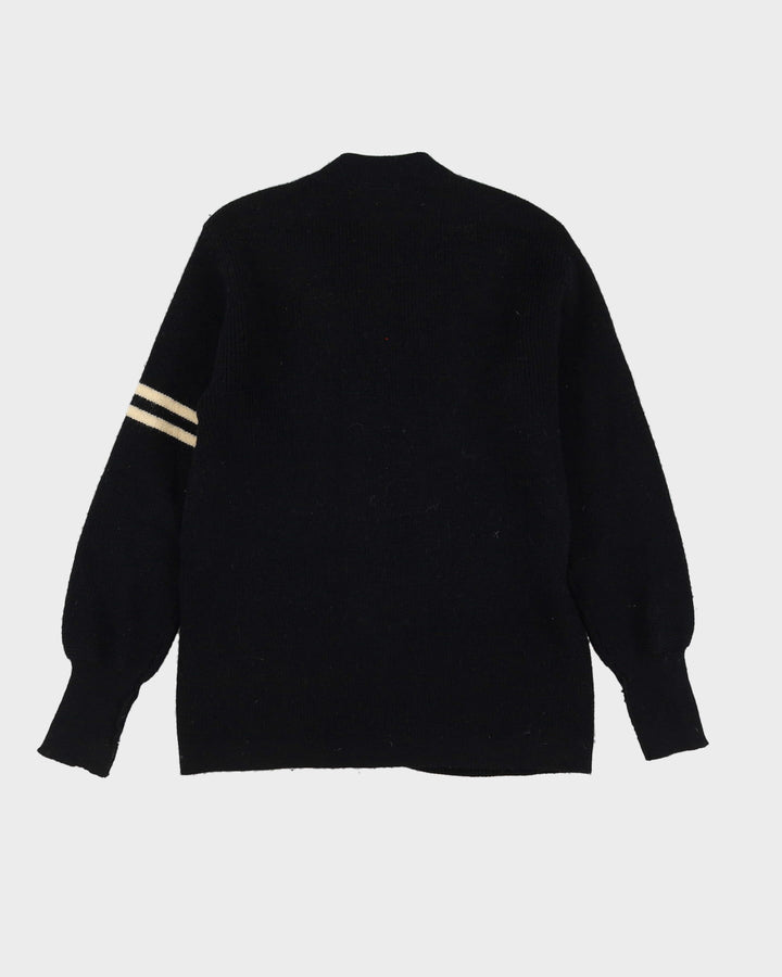 Vintage 70s Black Heavyweight Knit Cardigan - S