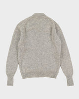 Vintage 80s Grey Shetland Wool Knit Cardigan - L