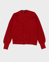 Vintage 80s Red Wool Knit Cardigan - L