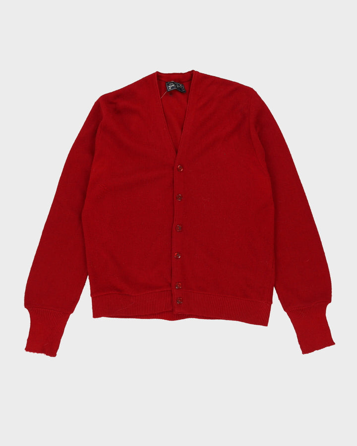 Vintage 80s Red Wool Knit Cardigan - L
