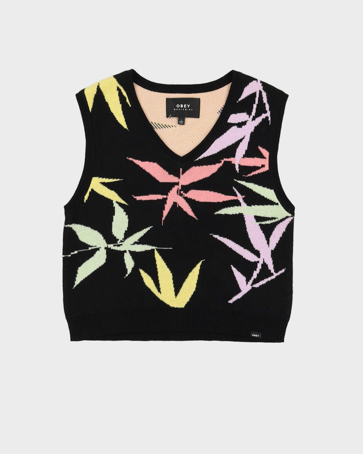 Obey Bamboo Patterned Black Tank Knit / Sweater Vest - S