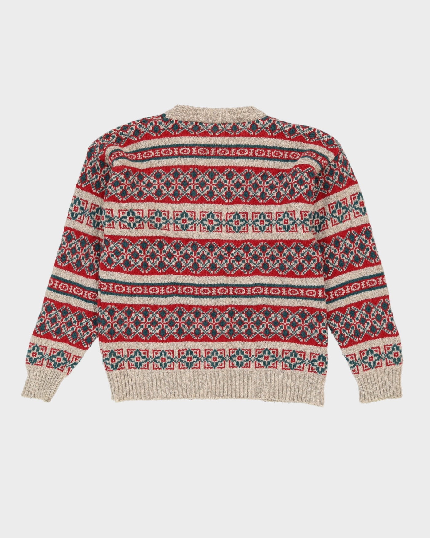 Eddie Bauer Red / Beige Patterned Knit Sweatshirt - L