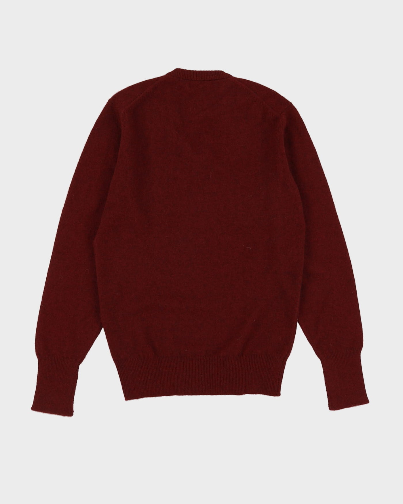 Vintage 70s Jaeger Burgundy V-Neck Cashmere Knit - S