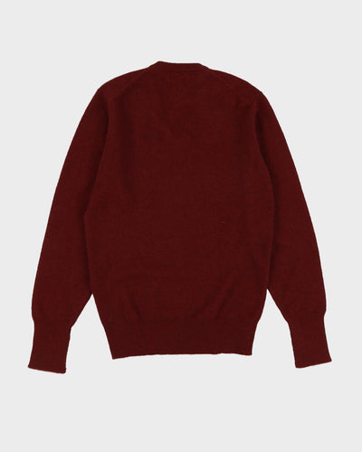 Vintage 70s Jaeger Burgundy V-Neck Cashmere Knit - S