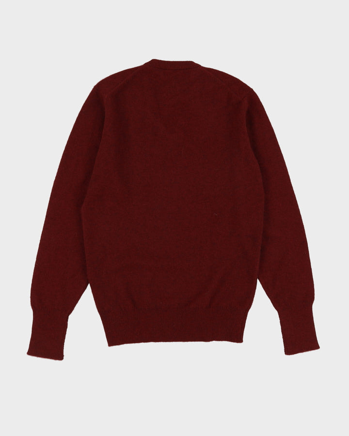 Vintage 70s Jaeger Burgundy V-Neck Cashmere Knit - S