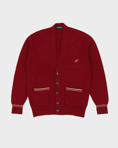 Vintage 80s Jaeger Burgundy V-Neck Cardigan Knit - M